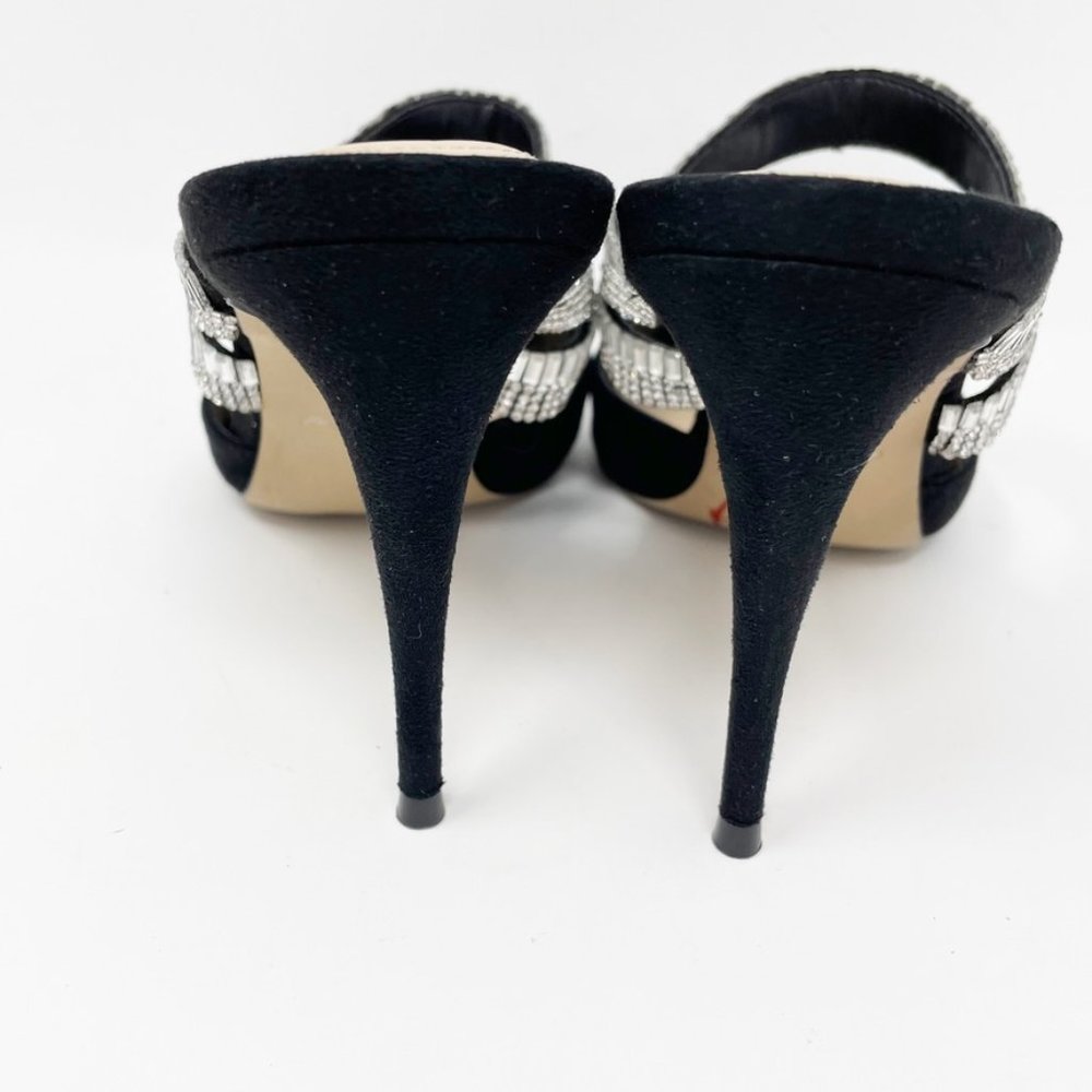 Aldo Womens Black Suede Leather Rhinestone Straps Slide Heels Size 8 "Noawia" - Picture 7 of 11